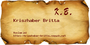Kriszhaber Britta névjegykártya